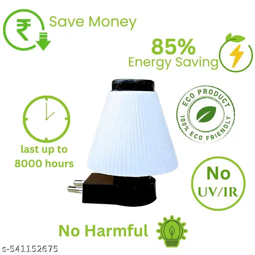 Umbrella Shape Lovely Design Home Decor Energy saving Room Night Lamp 0.5w, Plug & Pin Room Light Color-White (Pack Of 2)