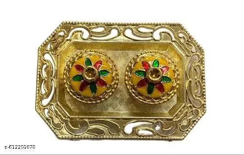 Elegant 3-Inch Rectangle Kumkum Plate for Pooja | Brass/Steel Haldi Kumkum Tray for Festivals, Gifting & Religious Ceremonies | Traditional Indian Puja Accessory.
