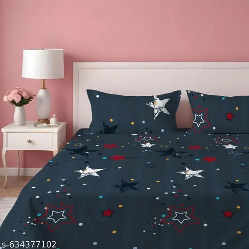 attractive supersoft  flate double bed  bedsheet with 2 pillow covers