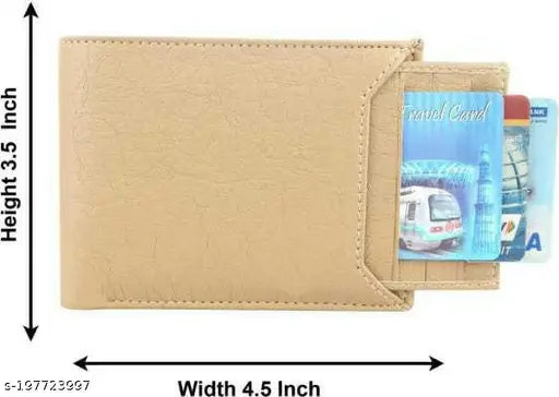 Men Casual Artificial Leather Wallet For Men Beige Colour   ( 5 Card Slot)