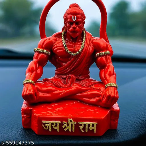 Meditative Hanuman Ji Idol | Jai Shree Ram Bajrangbali Murti | Black Hanuman Statue for Car Dashboard | God Idol for Home Mandir Decor | Sankat Mochan Hanuman Ji for Office Desk | Spiritual Gift Item | Puja Room Hanuman Idol | Hanuman Murti for Positive E
