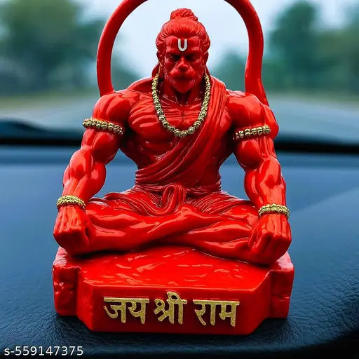 Meditative Hanuman Ji Idol | Jai Shree Ram Bajrangbali Murti | Black Hanuman Statue for Car Dashboard | God Idol for Home Mandir Decor | Sankat Mochan Hanuman Ji for Office Desk | Spiritual Gift Item | Puja Room Hanuman Idol | Hanuman Murti for Positive E