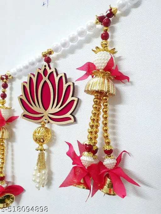 Kamal Wall Hanging | Wall Décor Toran | Toran For Diwali | Janmashtami Toran | Toran For Festive Season | Handicraft Toran | Wooden Toran | Pack Of 1 Piece |