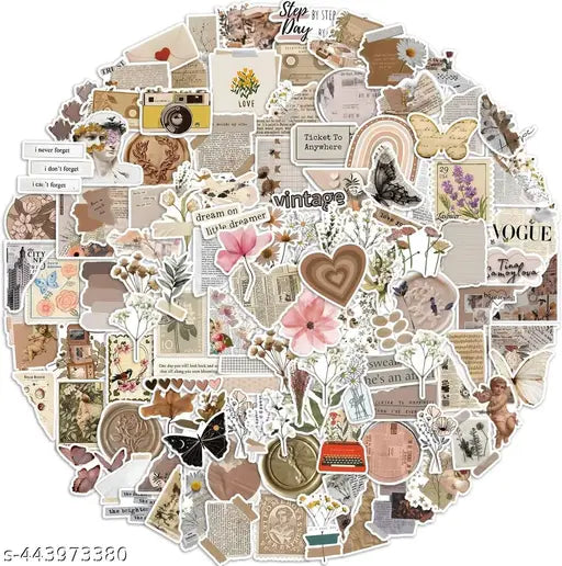 Titu Ki Baatein Mixed Vintage Stickers - 50 PCS Retro Stickers for Scrapbooks, Laptops, Guitars, Phones, Pads, Skateboards, Bicycles, Motorcycles, Helmets 2 x 3 x 1 cms