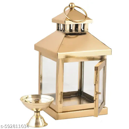 Akhand Diya Stand For Home Temple Pooja , Akhand Diya , Diya Stand With Glass Cover , lantern with candle , decorative laltern