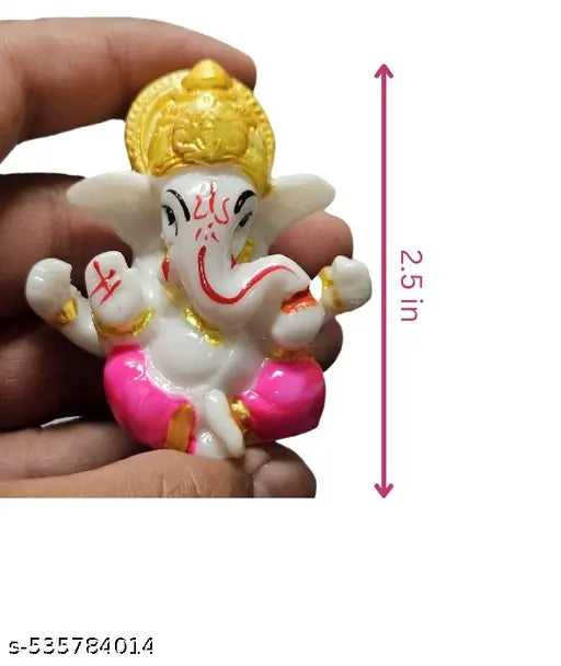 Pavitra Paridhan Ganesha Idol for Car Dashboard, Home Decor, Office Desk, Showpiece Gift - Car Dashboard Accessories Idols - Festival Gift | 2.5 x 2.5 Inch