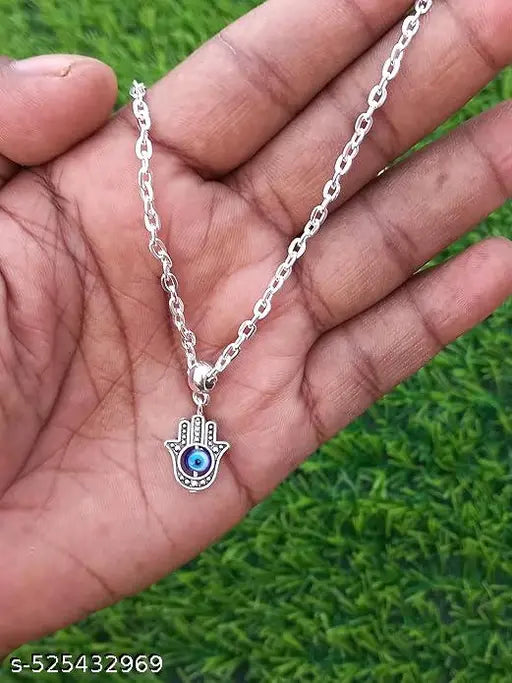 SHILPMART Hamsa Hand Evil Eye Choker Necklace Blue Turkish Glass Necklace Chain for Women Men Girls Evil Eye Choker Evil Eye Pendant Handmade Jewelry Protection Spiritual