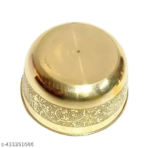 Handcrafted Brass Bowl | Gold Finish Bowl | Brass Bowl for Dining | Engraved Brass Bowl | Brass katori