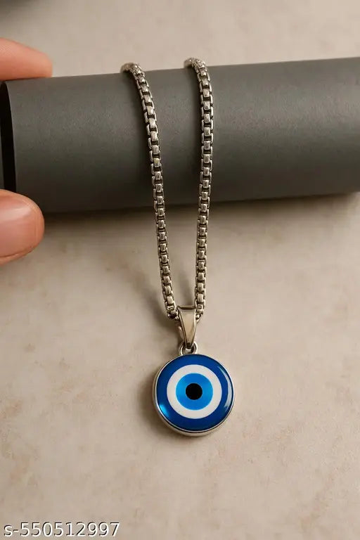 "Stylish Evil Eye Protection Pendant Chain for Men & Women | Nazar Dosh Locket". Attractive Stainless Steel Chain with Evil Eye Charm – Daily Wear & Spiritual Style