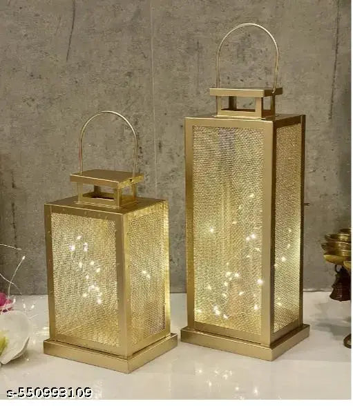 metal tealight lantern with multi colour glass panels,hanging candle holder for home& garden decor,lamp for living room ,bedroom,diwali &gifts set of 2 SWH-51