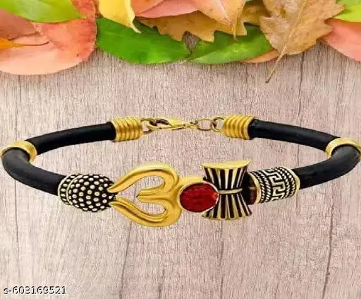 Men Black Gold Plated Affirmation Bracelet (Pack-1)