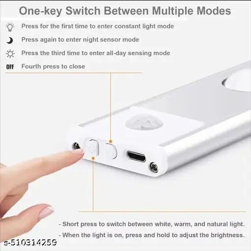 Under Cabinet Lights LED Motion Sensor Indoor, USB Rechargeable ,3 Light Modes Stepless Dimming Hill Light, 6500K Night Light for Closet Cabinet Kitchen Wardrobe (15.74in/40cm)