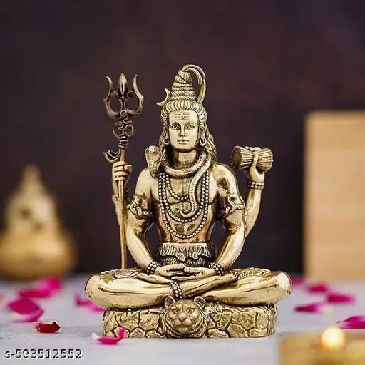 Lord Sitting Shiva Statue for Home & Office Decor II Mandir Puja II Showpiece II Gift Idol II Mahadev II Bholenath II Shankar Ji Shiv ji Murti for Pooja Lord Shiva Statue Figurines Idol Mahadev Sculpture