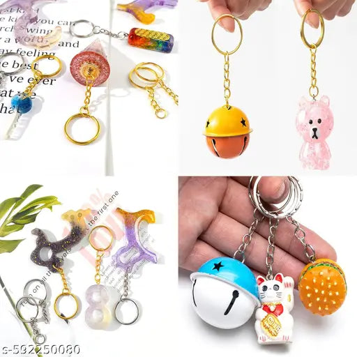 50Pcs, Keyring Keychain Split Gold Plated Alloy Keychain for Bike, Car, House, Office & Diy Craft Keychain Rust Free Heavy Duty - Golden