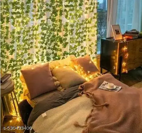 7Feet Money Plant Home Décor String Lights | Battery Operated Waterproof Lights | Vine Garland Hanging for Wall, Bedroom, Window, Wedding, Festival, Party ( Warm White)