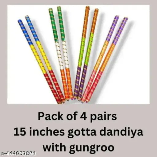 Dandiya Sticks Set of 4 – Wooden Garba Sticks for Navratri