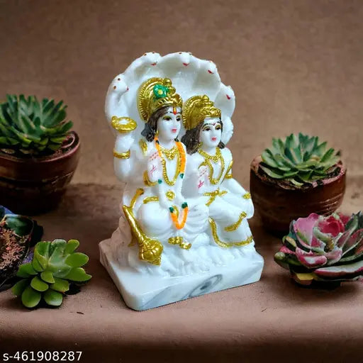 SEEMA HANDICRAFT Lord Laxmi Vishnu Marble Idol Vishnu Statue Temple Decor Religious Murti Pooja Gift Item Spiritual Puja Vastu Showpiece