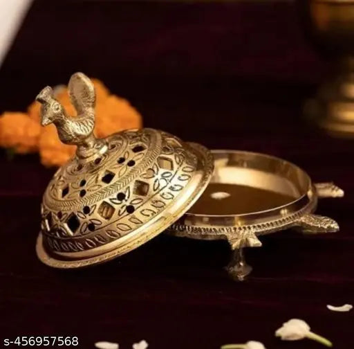 CLICKNECT INDIA Peacock Turtle Brass Incense Holder.