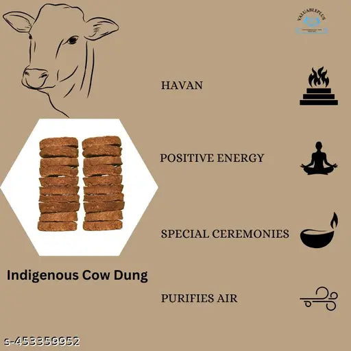 24Pc Cow dung cake, Gobar ke Upale for Havan Puja, and Cow Dung Cake for Pooja (Pack of 24) (Size 10*10*2 Cm)