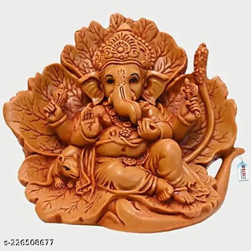 Ganpati Bappa Patta Ganesh Patte Pe Ganesh (Shoeflower) Idol Perfect for Car Dashboard Puja Ghar