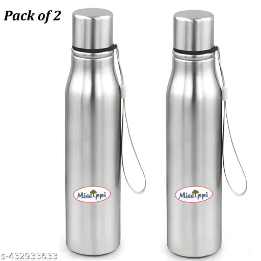 Missippi Stainless Steel 1000 ml Water Bottle with Side Rope  for school,college,fridge,office.