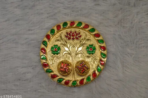 Traditional 4.5 Inch Pooja Thali | Round Aarti Plate
