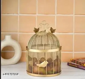 Premium Gold Metal Kitchen Storage Box with Lid | Decorative Basket Bin for Home & Kitchen