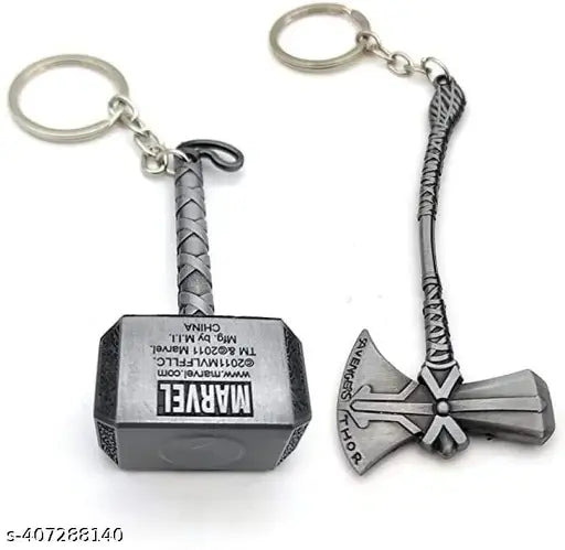Mistazzo metal Infinity war stormbreaker hammer-axe Keychain keyring for car bike boys girls Pack of 2