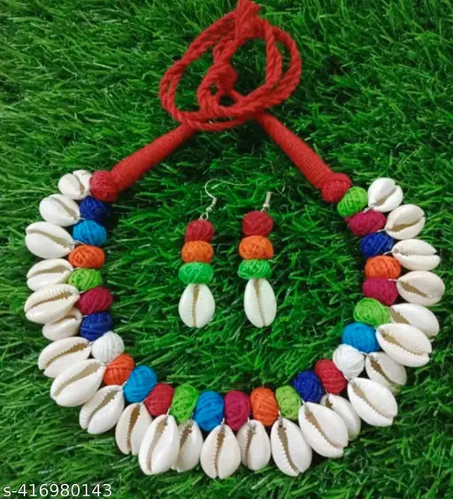 Original kori Sea shell Handcrafted Antique jewellery necklace earrings set