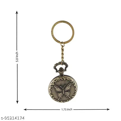 Trendy Men Gold Metal Pocket Watch Keychain (Pack-1)