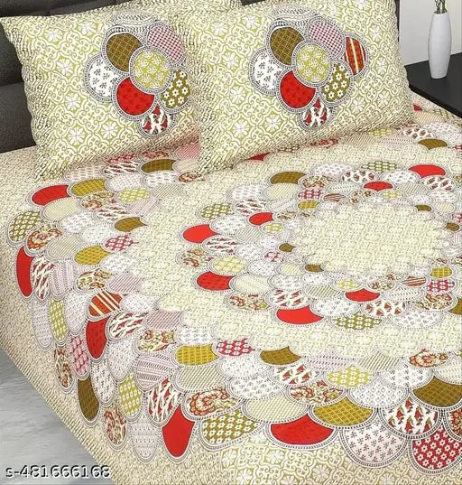 Designer Trendy Pure Cotton Queen Size Bedsheet with 2 Pillow Covers