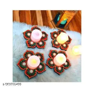 sm Wooden Decorative Candle Holders Tealight Centerpieces for Wedding Home Party Table Decoration (Set of 5)