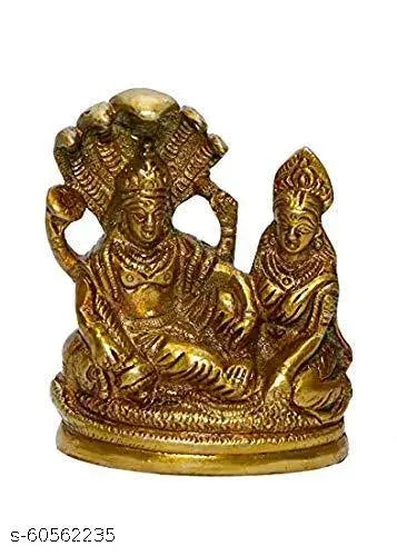 A&S Ventures Metal Shri Laxmi MATA Murti Shri Narayan Brass Idol Vishnu Laxmi Combo Murti Decorative Showpiece.