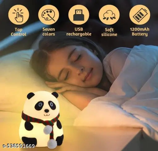 Panda Night Lamp – Close Eyes | Soft Silicone Touch Lamp, Rechargeable Night Light for Kids, Cute Panda Gift for Boys & Girls