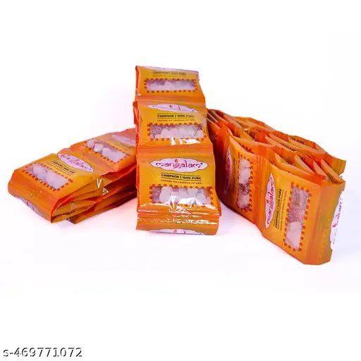 MANGALAM Camphor Tablet 2gm (Small Round) Pouch - Pack of 60 | 100% Pure | For Puja, Festivals & Other Religious Ritual | No Dangerous Chemicals | Leaves No Residue Or Ash