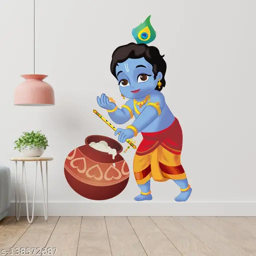 Sticker Aura Lord Krishna Wall Sticker For Living Room/Bedroom (Size :26x18 inch)