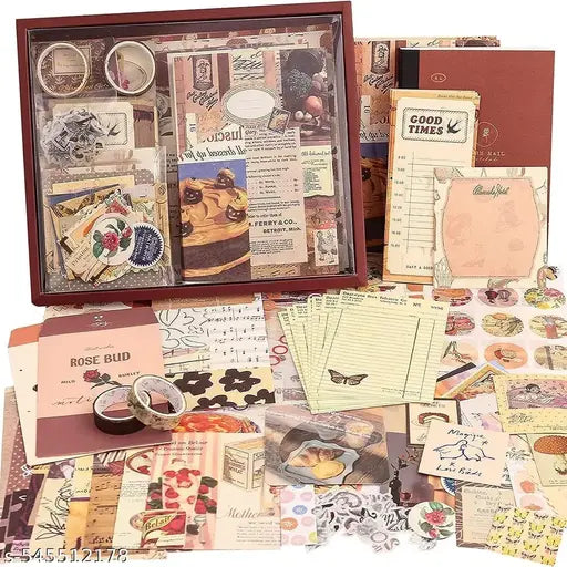 346Pcs Vintage Journal Scrapbook Pack Kit for Art Journaling Planners DIY Paper Stickers,  Kits Notebook, Collage Album Aesthetic Sticker (Brown Scrapbook)