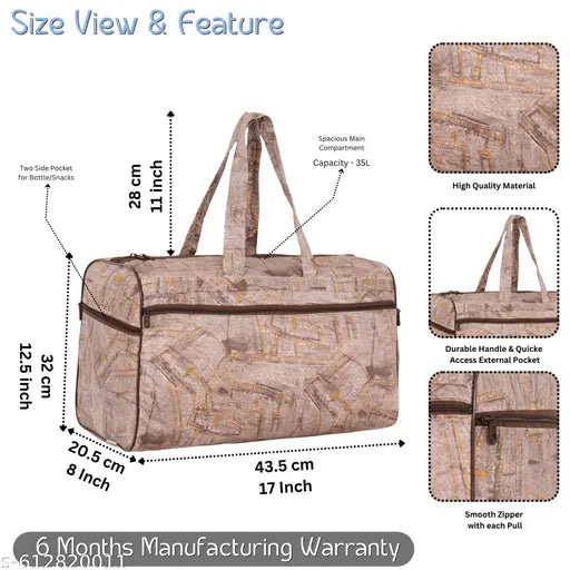 BLAZEHAVEN Unisex Lightweight Small Travel Luggage Bag with Side & Anti-Theft Pockets_Brown