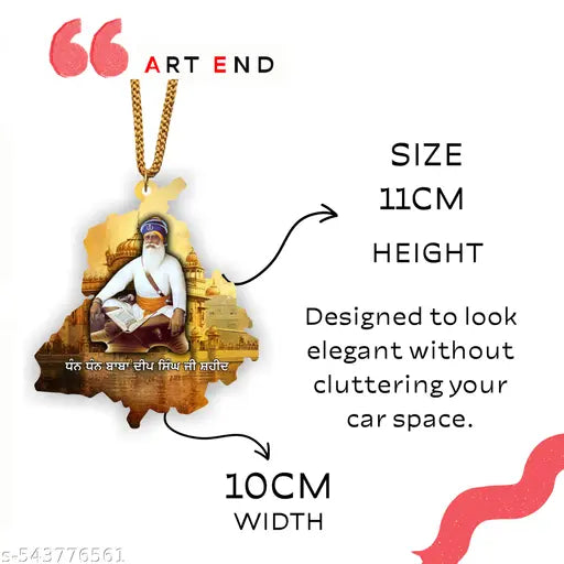 ARTEND car Hanging Ornament Punjab Map  Photo Baba Deep Singh Ji Sikh Religious car Hanging Accessories