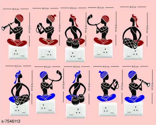 African Ladies Music Wall Sticker & Switch Board Sticker Set