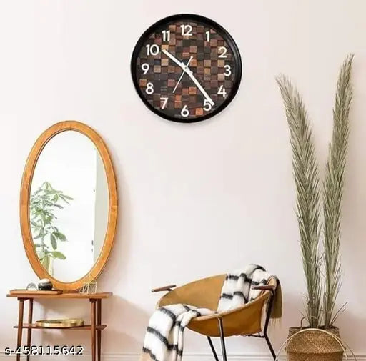 Right Corner Classic Round Wall Clock, Non-Ticking, Decorative Corner Design for Room/Home/Kitchen/Bedroom/Office/School