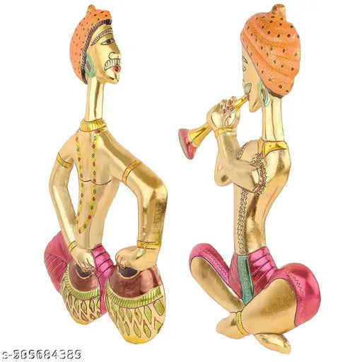 Metal Musical Man Set Multicolor for wall hanging Decor Your Home ,Office Walls,Rajasthani Musicians showpiece Figurines, Gift Article