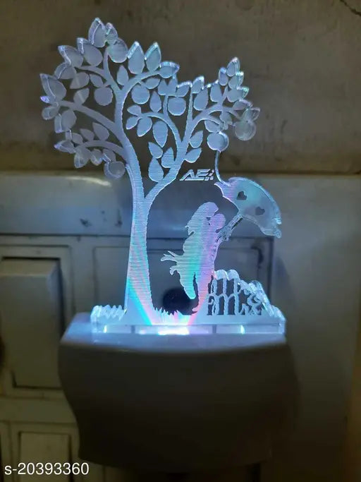Tree With Mr. And Mrs. Shape 3D illution 7 Multicoloe Acrylic Night Lamp_3