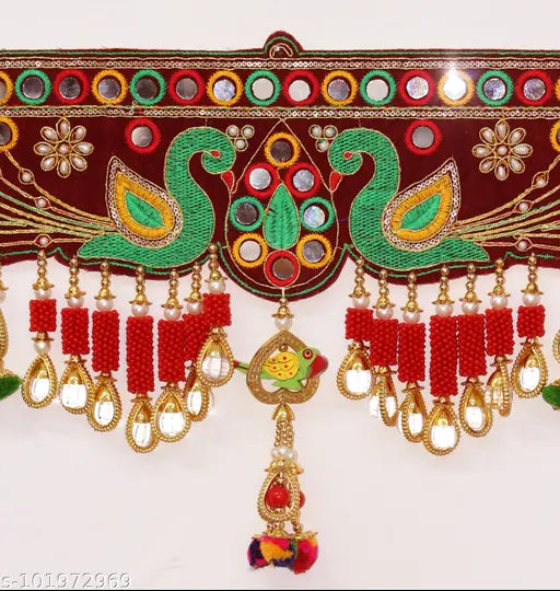 Wall Hanging Toran with Handmade Traditional Multi Zula Bandarwal, Design Patchwork Toran for Pooja, Festival, Wedding and Home Decor, 3 Ft Toran