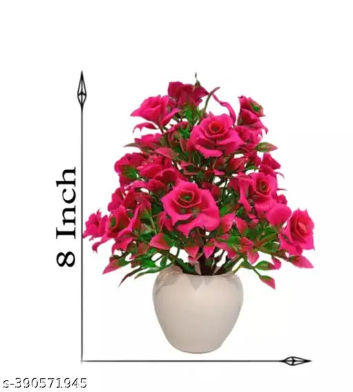 Nk traders bonsai artificial rose plant  artificial flowers, artificial decorative plant Home office indoor and outdoor decoration purpose set of 02