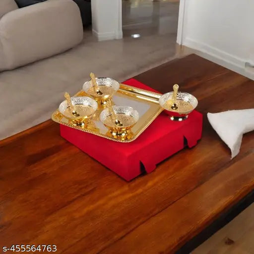 MF METALS - Gold and silver plated bowl tray set