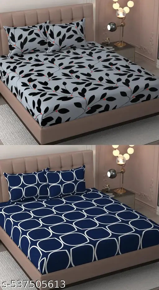NIKHATU Branded Makes This Trendy Cotton Bedsheets For Double Bed Combo Pack of 2 Bedsheets With 4 Pillow Covers