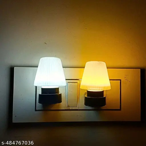 Small LED Night Lampe 0.5w Night lamp for Bedroom, Home Decor Light With Plug Color White & Yellow (Pack Of 2)