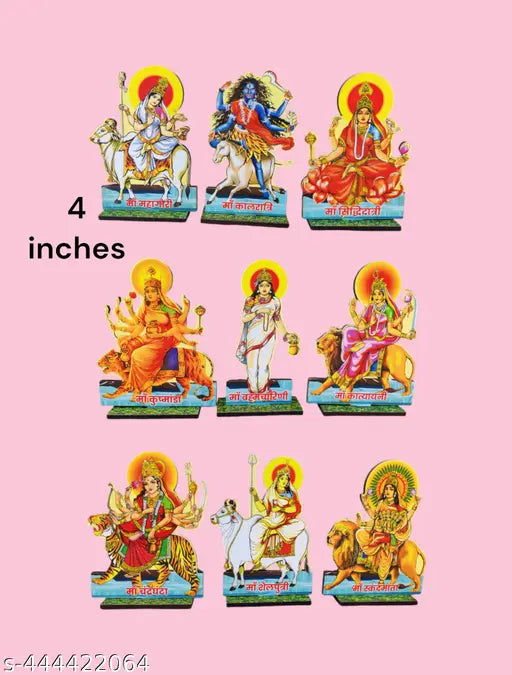 Navdurga set made up of mdf for navratri festival for decoration in office Home and temple size 4 inch