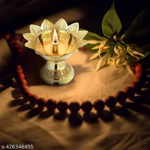 Anvi DECOR Devdas Deep Brass Diya (Size: 2) Brass Devdas Diya Oil Puja Lamp Engraved Design Table Diya for Home Mandir Office Festival Puja Gifts Decor (6.8cm Height x 8.9cm Length) - 70 GMS